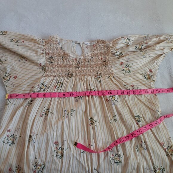 ACOS&A Women's Medium Yellow Floral Stripe Blouse - Picture 12 of 16